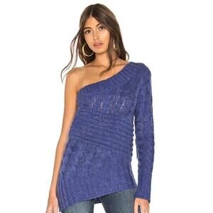 Tularosa Ekkah One Shoulder Cable Knit Sweater in Blue – EUC Size Small